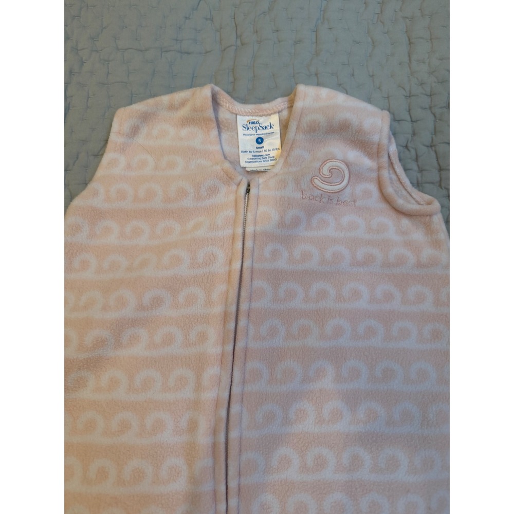 Halo SleepSack Pink Wave Micro Fleece Wearable Blanket Small 0-6 Months